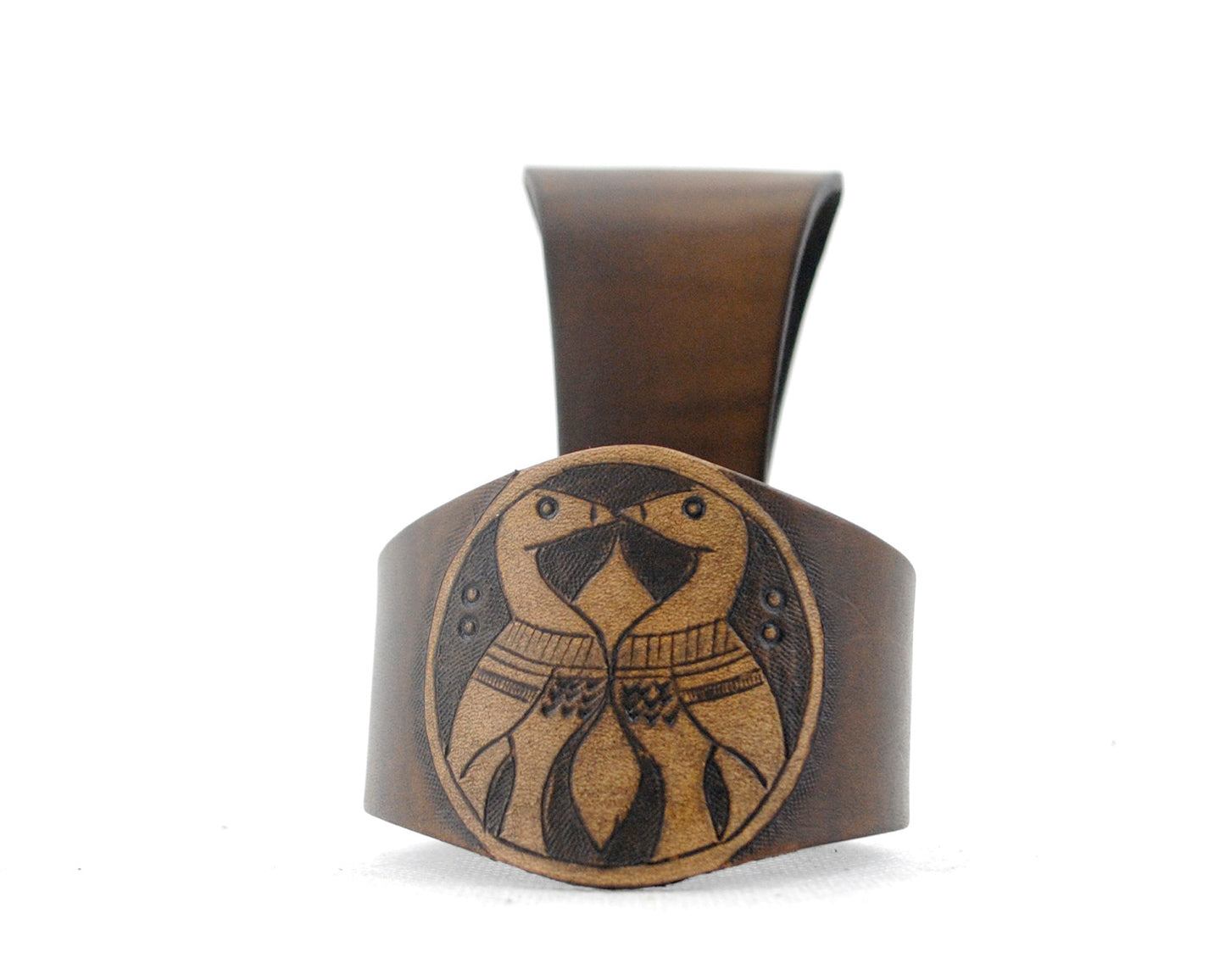 Handverzierter Hornhalter - Vögel