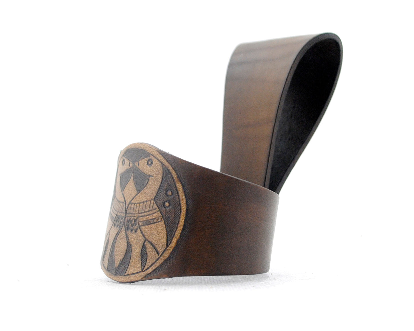 Handverzierter Hornhalter - Vögel